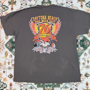 Daytona Beach Bike Week 76 T Shirt Gildan XL‎ Gray Mens Biker